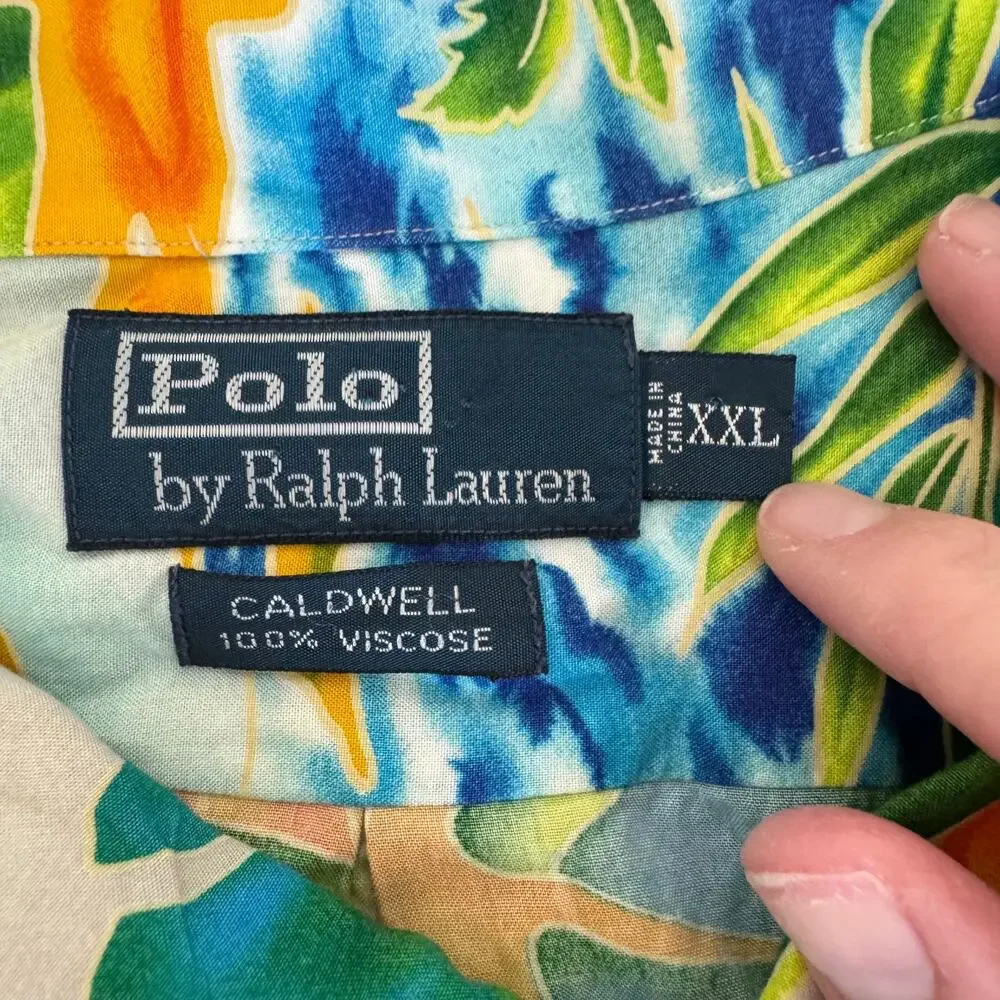 Polo Ralph Lauren Mens Vintage Caldwell Camp Shirt Hawaiian XXL 90s Tropical